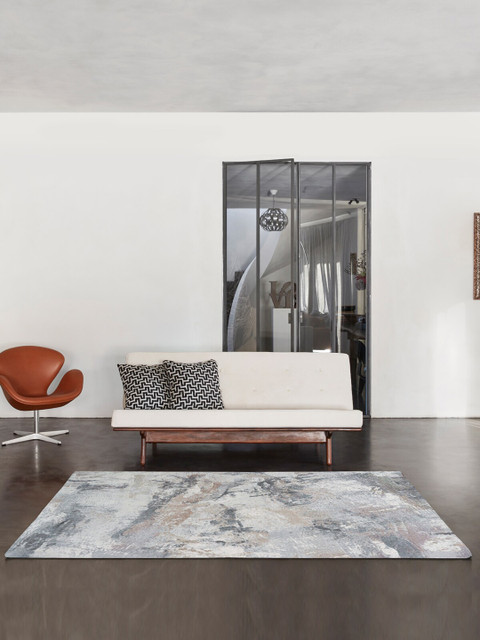 

OBSESSIONS Grey Polypropylene Abstract Floor Runner