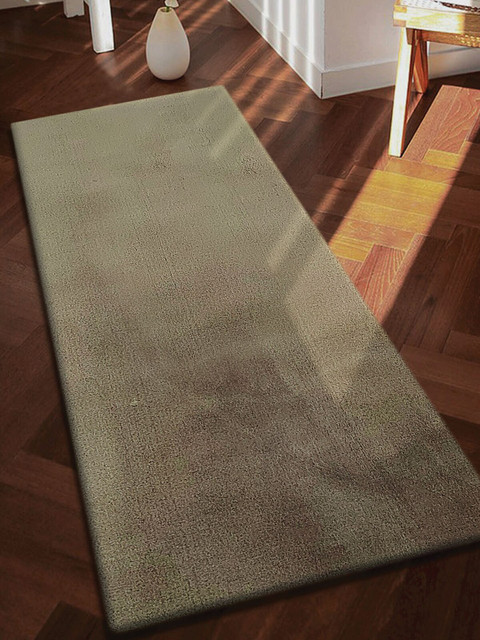 

OBSESSIONS Olive Brown Solid Floor Runner
