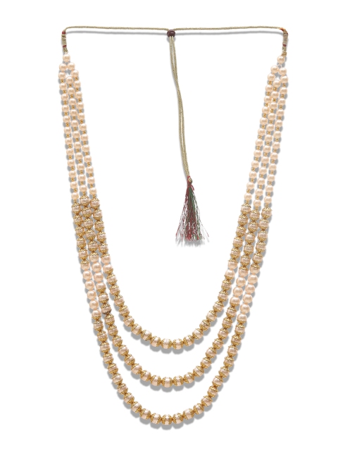 

DEVOILER Men Off White & Gold-Toned Gold-Plated Layered Necklace