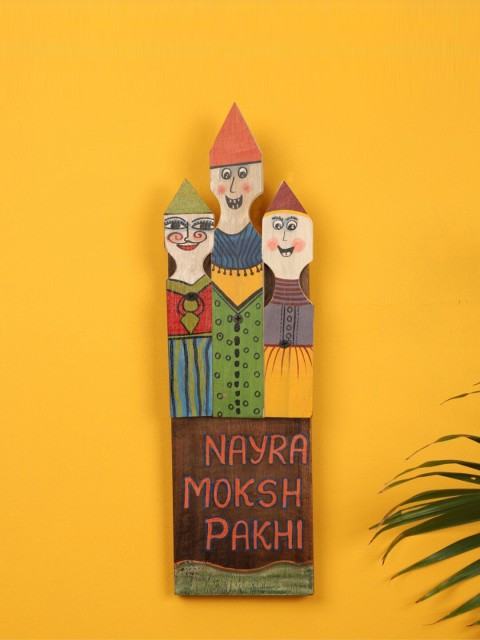 

AAKRITI ART CREATIONS Multi-Colored Bachpan's Three Buddies Nameplate