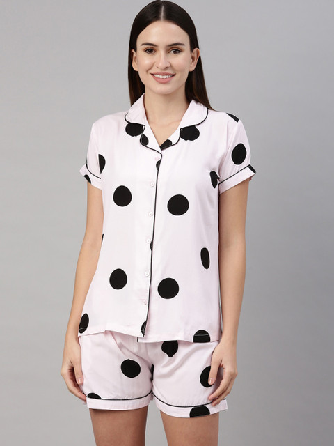 

GOLDSTROMS Women Pink & Black Printed Night suit