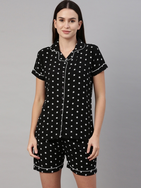 

GOLDSTROMS Women Black & White Printed Night suit