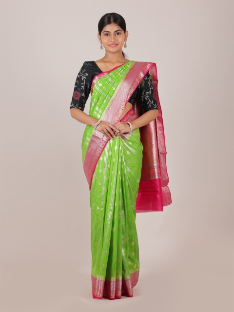 

Pothys Green & Pink Woven Design Zari Pure Silk Saree