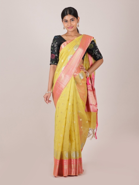 

Pothys Yellow & Pink Woven Design Saree