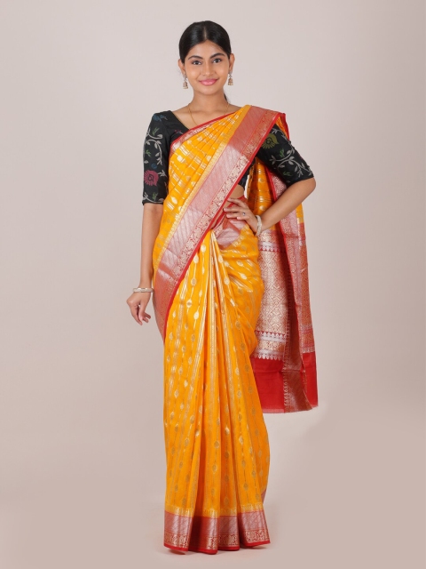 

Pothys Yellow & Red Woven Design Zari Muga Silk Saree