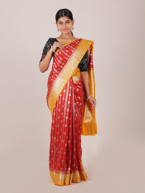 

Pothys Maroon & Mustard Woven Design Pure Silk Muga Saree
