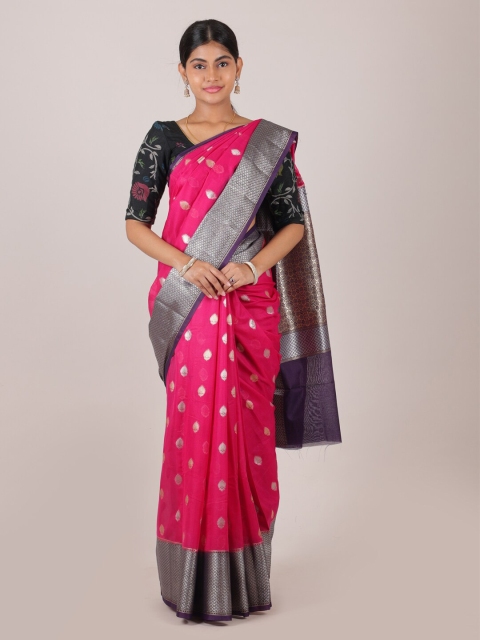

Pothys Pink & Purple Woven Design Zari Pure Silk Saree