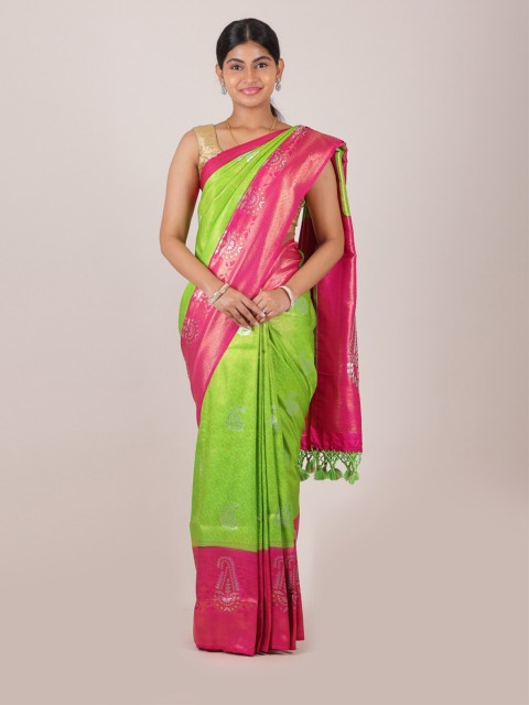 

Pothys Green & Magenta Ethnic Motifs Zari Art Silk Saree