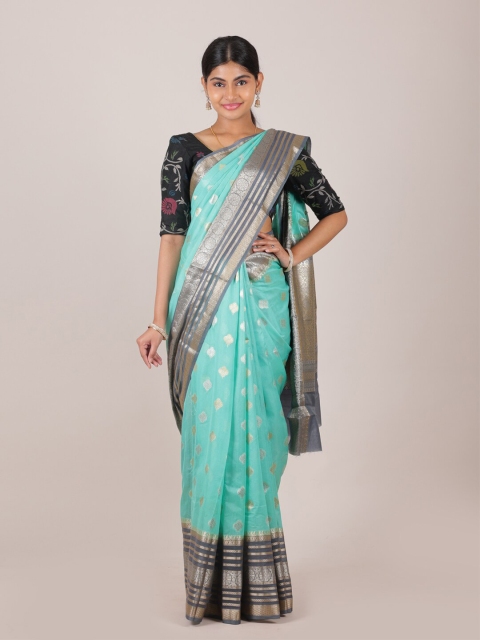 

Pothys Blue & Grey Woven Design Zari Pure Silk Saree