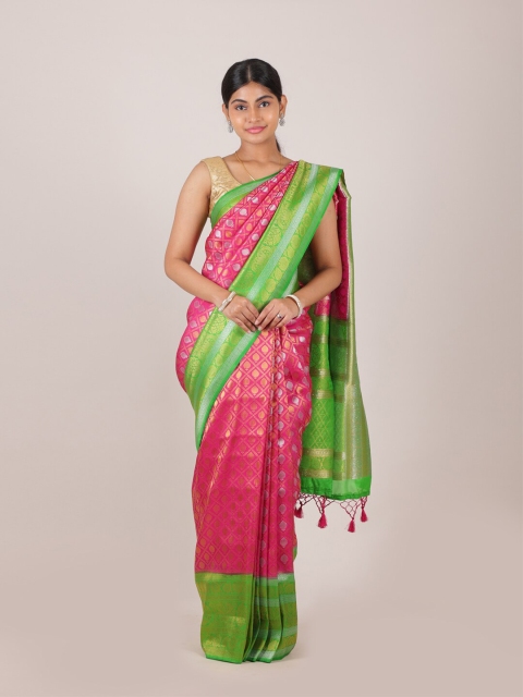 

Pothys Pink & Green Woven Design Zari Art Silk Saree