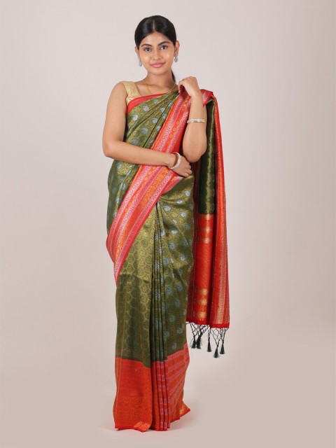 

Pothys Green & Red Woven Design Saree