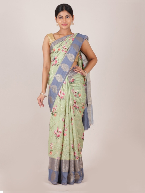 

Pothys Green & Grey Woven Design Zari Pure Silk Saree