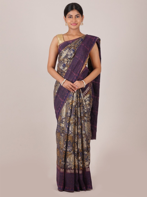 

Pothys Blue & Yellow Woven Design Zari Muga Silk Saree
