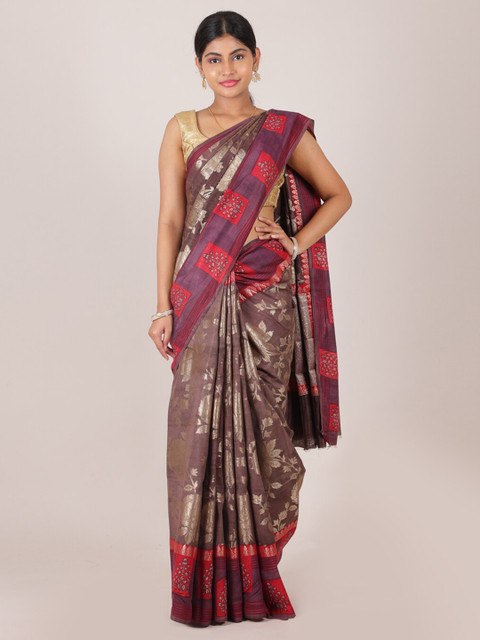 

Pothys Purple & Red Floral Pure Silk Saree