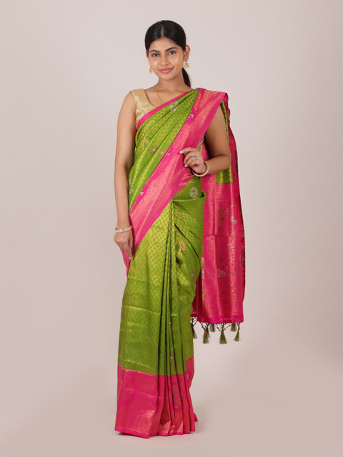

Pothys Green & Magenta Woven Design Art Silk Saree