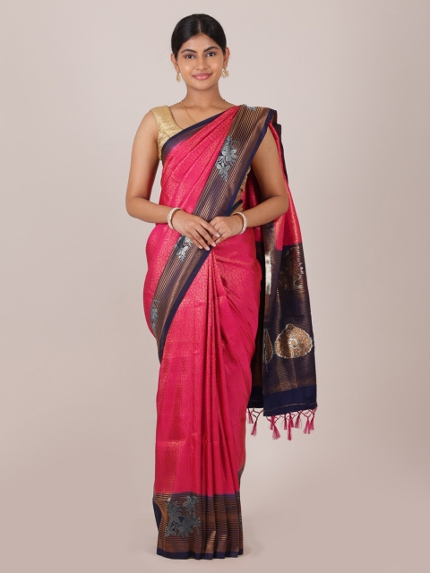 

Pothys Pink & Gold-Toned Ethnic Motifs Art Silk Saree