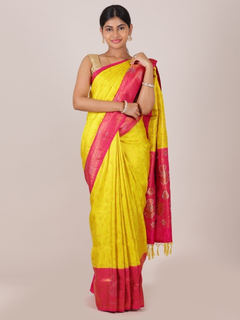 

Pothys Yellow & Pink Woven Design Zari Art Silk Saree