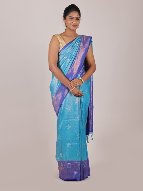

Pothys Blue & Gold-Toned Woven Design Zari Art Silk Saree