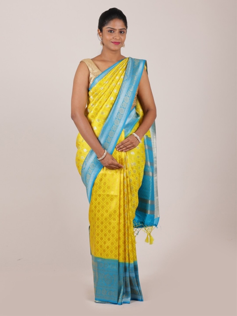 

Pothys Yellow & Blue Ethnic Motifs Zari Art Silk Saree