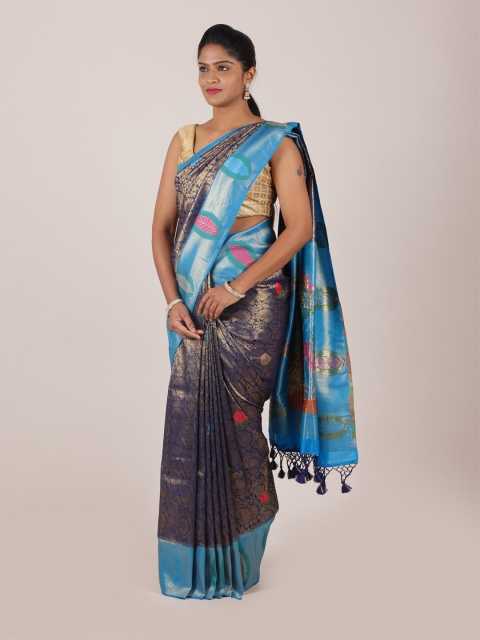 

Pothys Navy Blue & Pink Woven Design Zari Art Silk Saree