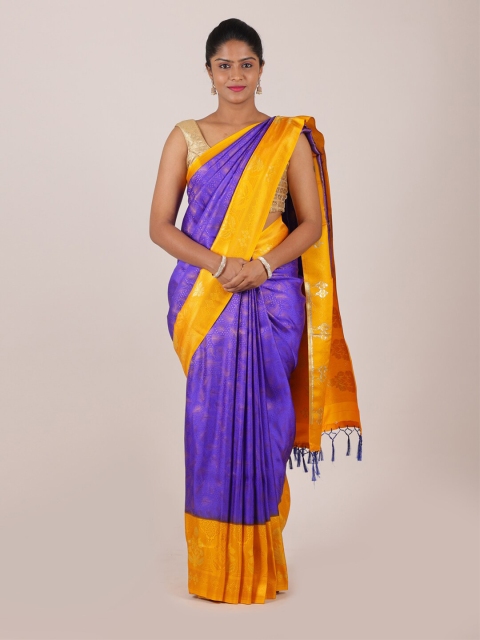 

Pothys Blue & Yellow Woven Design Art Silk Banarasi Saree