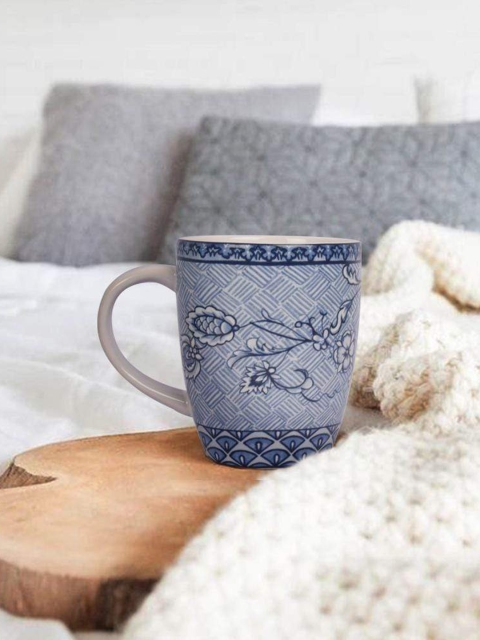 

THE ARTMENT Blue Set of 6 Floral Printed Ceramic Glossy Mugs