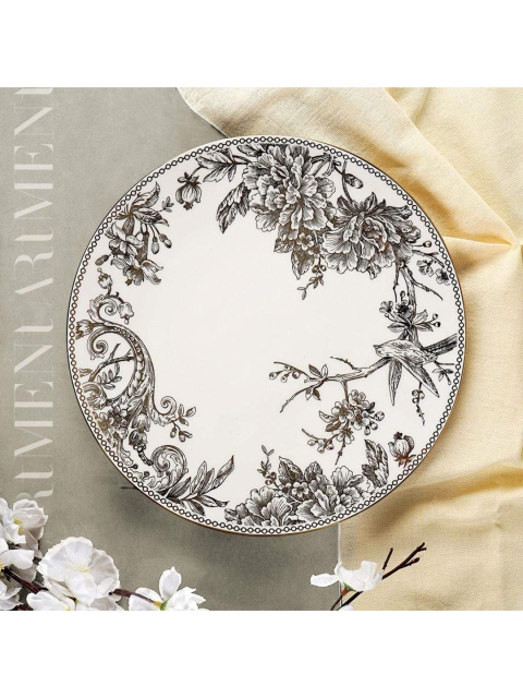 

THE ARTMENT White & Brown Set of 4 Vintage Kraak Porcelain Matte Dinner Plate