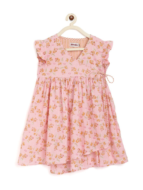 

Fabindia Girls Floral Printed Wrap Dress, Pink