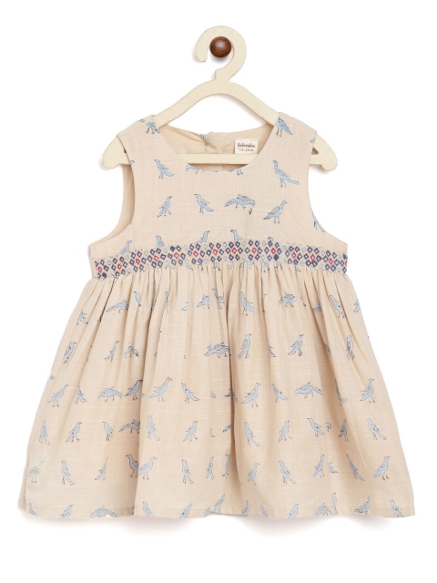 

Fabindia Girls Blue & Beige Printed Cotton Dress