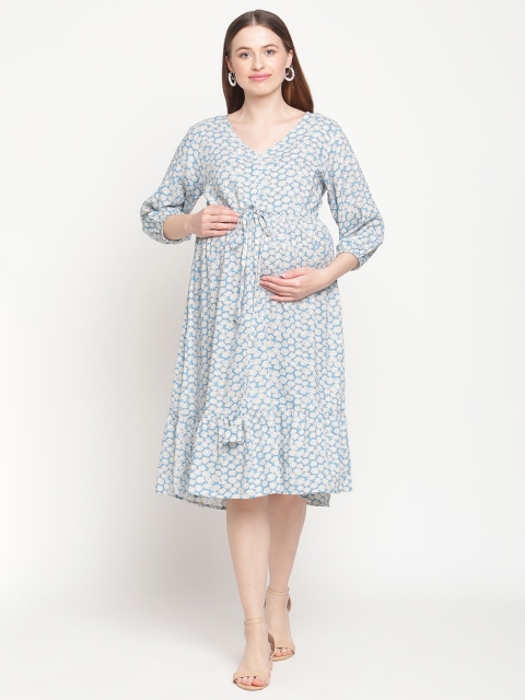 

Moms Maternity Blue Floral Maternity Midi Dress