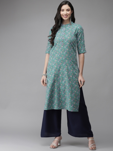

Cayman Women Blue Ethnic Motifs Printed Kurta
