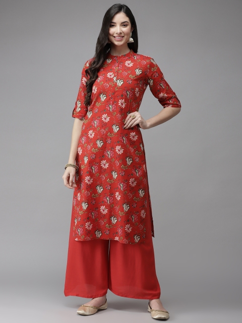 

Cayman Women Red Ethnic Motifs Printed Kurta