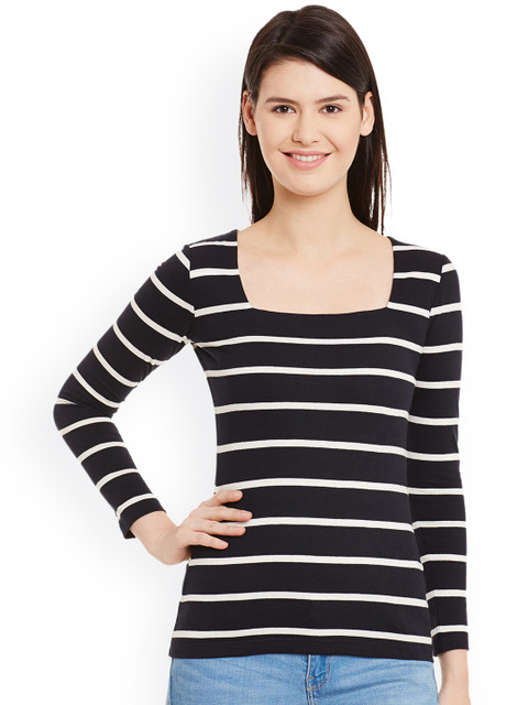 

Hypernation Women Black Striped Top