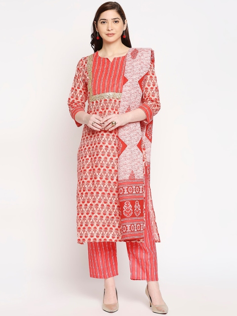 

KALINI Women Red Ethnic Motifs Printed Kurta with Trousers & With Dupatta