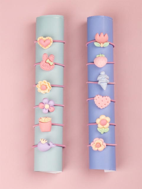 

Arendelle Girls Set of 12 Peach-Coloured Ponytail Holders