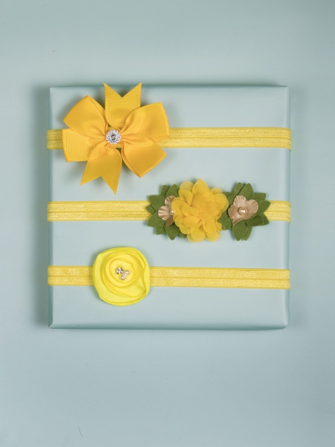 

Arendelle Girls Yellow Set of 3 Hairband