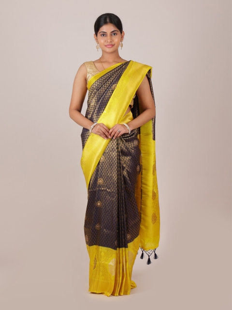 

Pothys Navy Blue & Gold-Toned Woven Design Art Silk Banarasi Saree