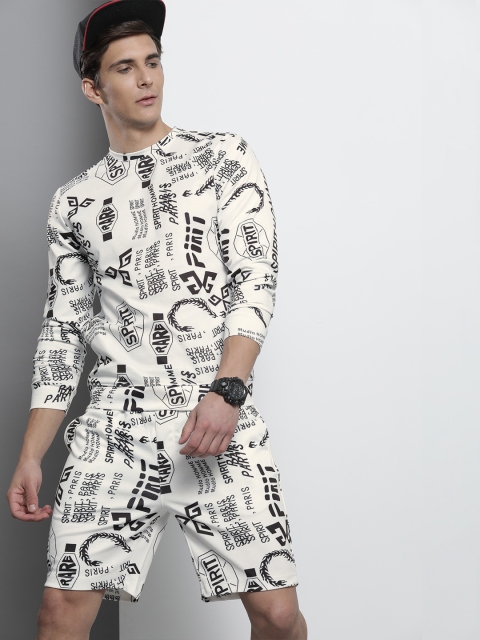 

The Indian Garage Co Men White & Black Printed Sweatshirt with Shorts