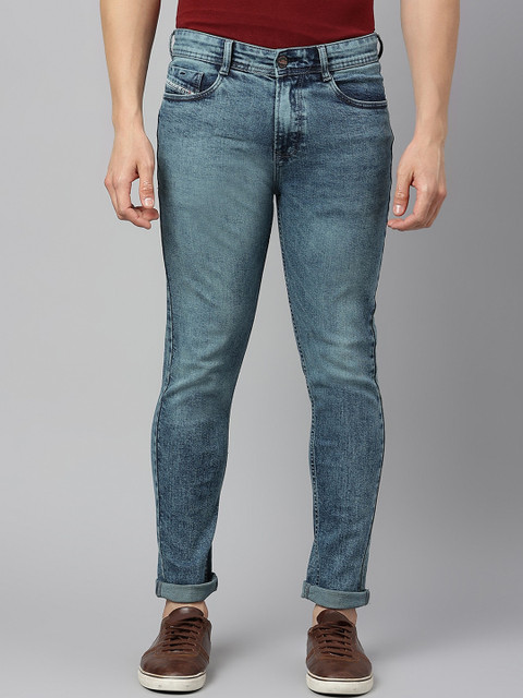 

Code 61 Men Turquoise Blue Skinny Fit Low-Rise Heavy Fade Stretchable Cotton Jeans