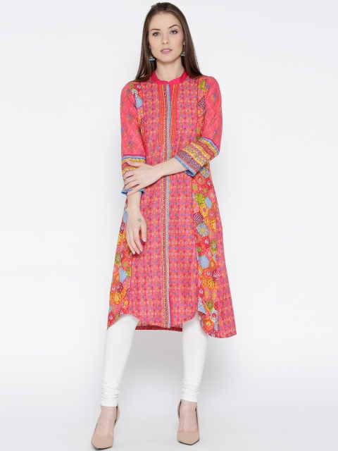 

Rangriti Women Pink Printed A-Line Kurta