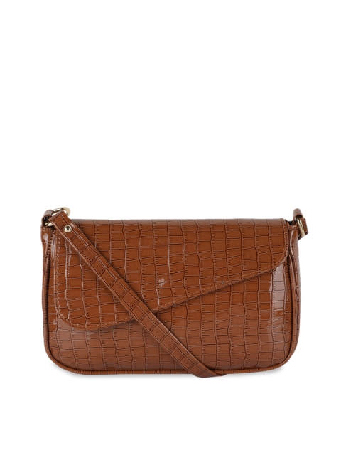 

ZEVORA Brown Textured PU Structured Sling Bag with Quilted