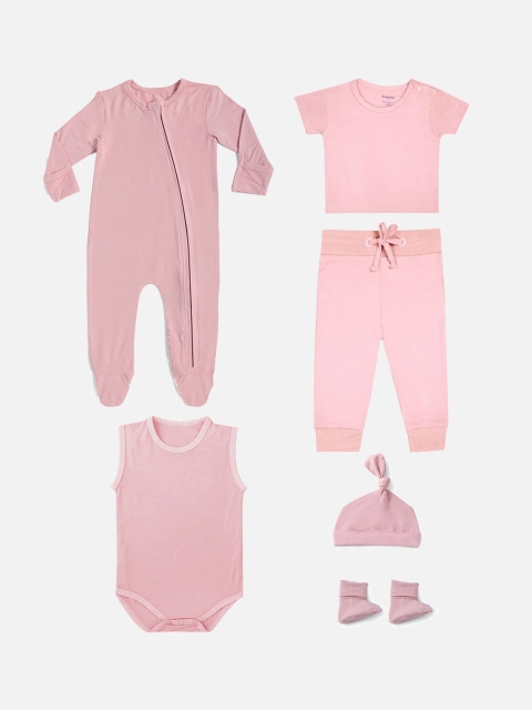 Softsens Kids Pink 6 Piece Complete Baby Apparel Gift Set