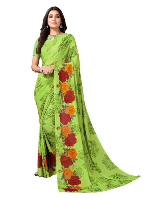 

KALINI Green & Red Floral Saree