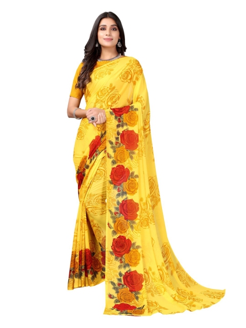 

KALINI Yellow & Red Floral Saree