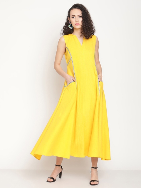 

Abhishti Women Yellow A-Line Maxi Dress