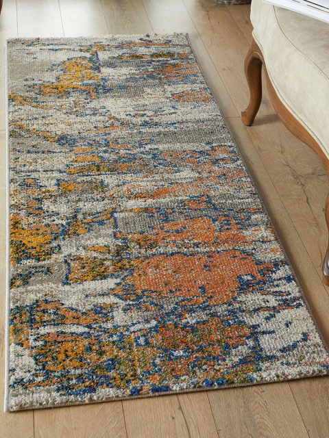 

OBSESSIONS Rust & Blue Polypropylene Abstract Runner