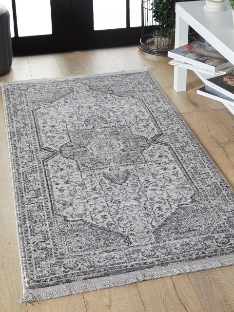 

OBSESSIONS Grey & Beige Ethnic Motifs Anti-bacterial Traditional Carpet