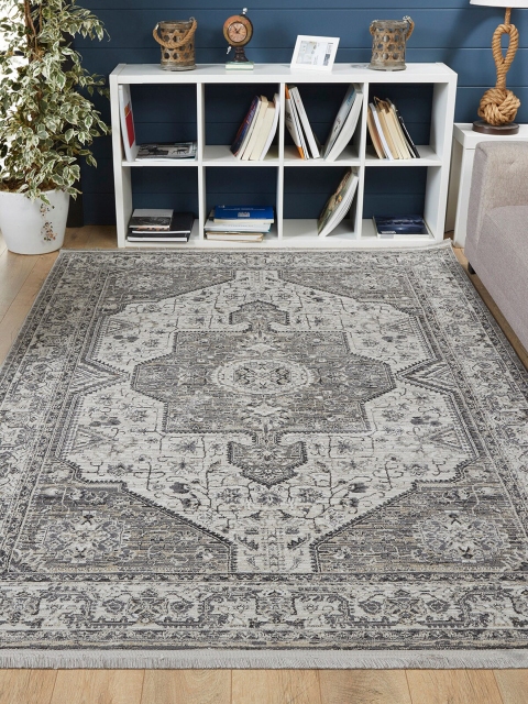 

OBSESSIONS Grey & Beige Polyester Traditional Carpet
