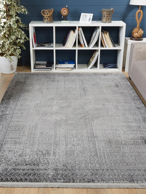 

OBSESSIONS Grey Solid Antibacterial Traditional Carpet