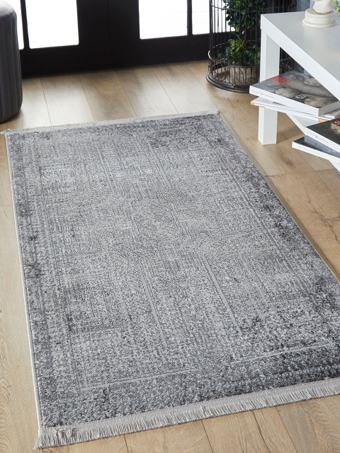 

OBSESSIONS Grey Abstract Printed Polyester Anti-Bacterial Colourfast Floor Runner